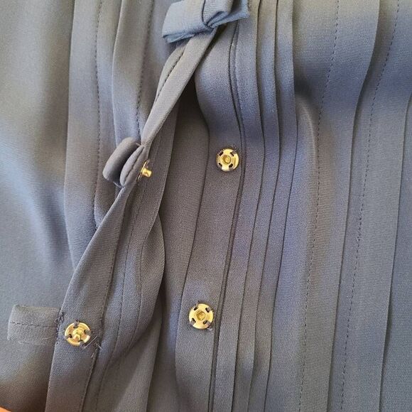 Diane Von Furstenberg Womens Blue Silk Blend Tux Pleats Bow Accents Dress Size 6 - Picture 6 of 12